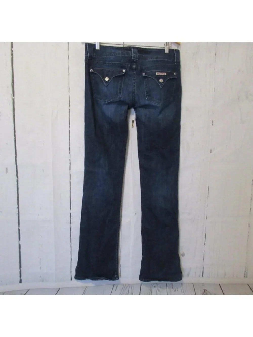Hudson Jeans 31 Long Tall Signature Flare Bootcut Flap‎ Pockets Dark Distressed - Picture 4 of 7